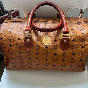 MCM Vintage Cognac Visetos Duffle Bag